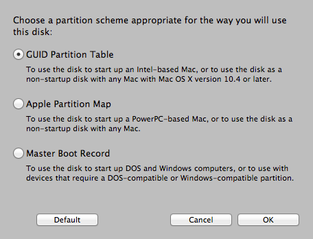 partitioning usb to make bootable for mac